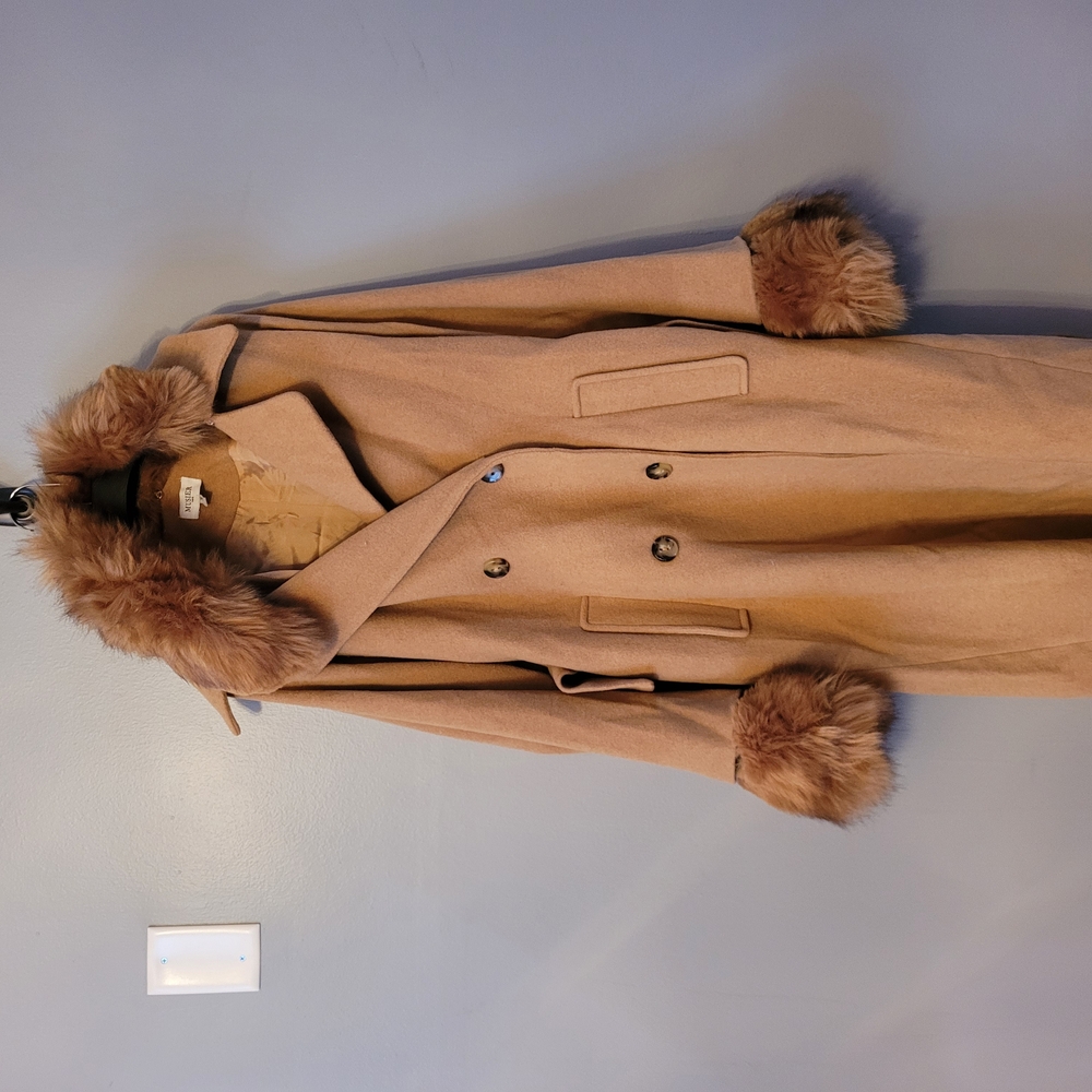 Musier Paris Tan Teddy Jacket with Faux Fur Trim
